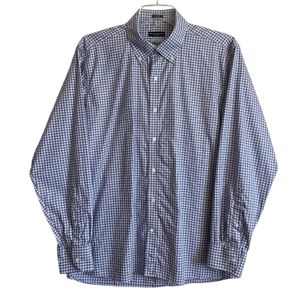 Peter Millar Flex Finish Button Front Checked Plaid Pattern Shirt Size - Picture 7 of 8